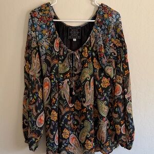 Johnny Was Multicolor Floral Paisley Blouse